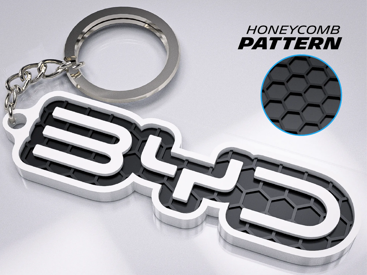 Premium BYD Keychain – Honeycomb Pattern Edition