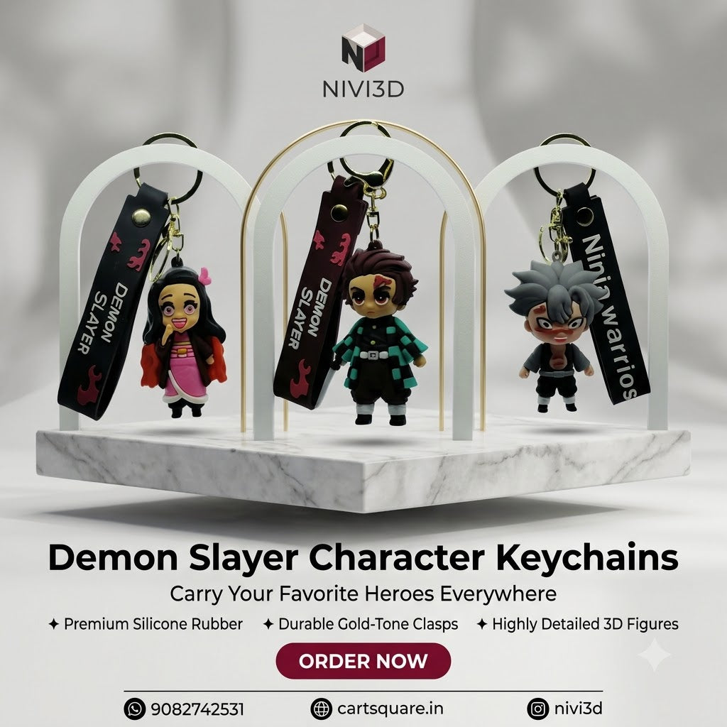 3D Demon Slayer Anime Keychains – Chibi Character Collectibles with Premium Wrist Straps