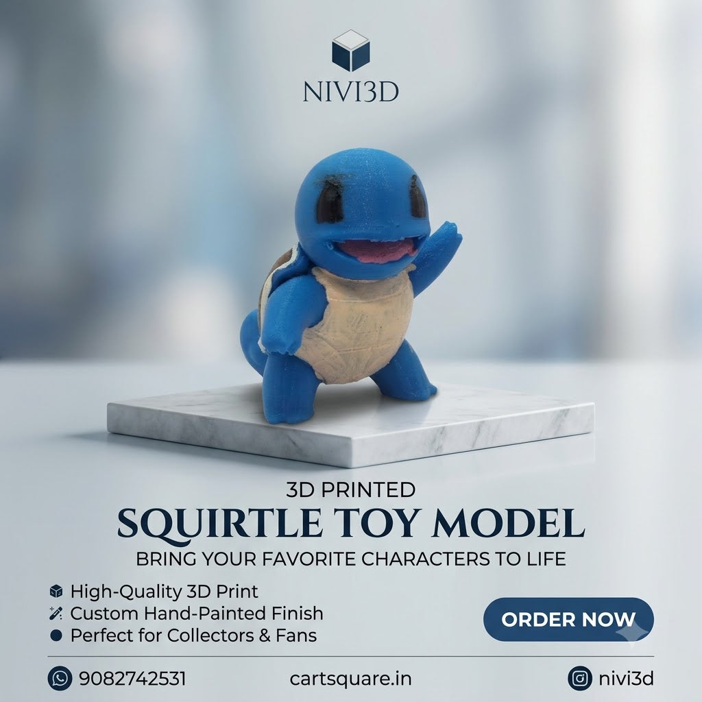 Nivi3D Hand-Painted Squirtle Collectible – High-Quality 3D Printed Figure