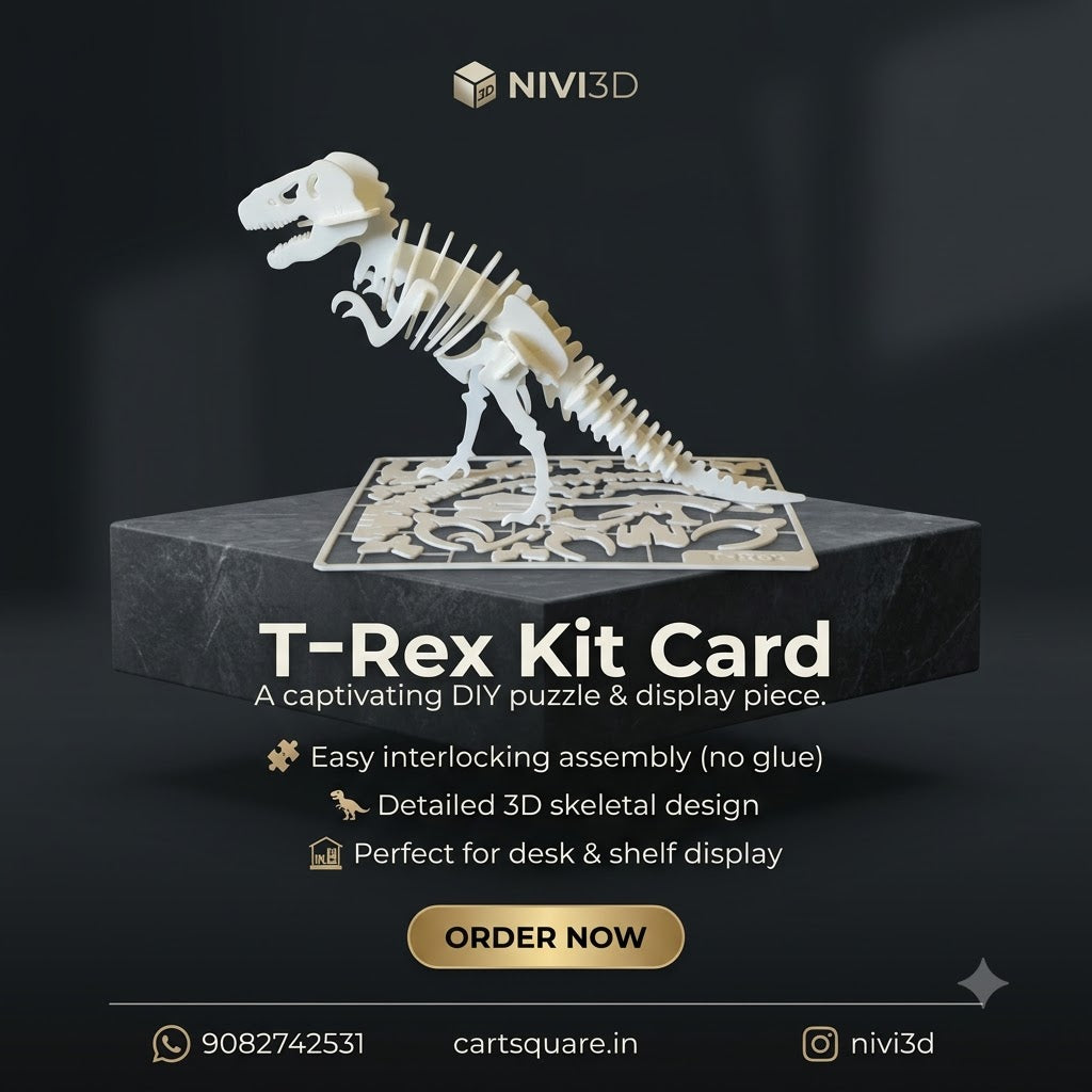 NIVI3D Buildable T-Rex Kit Card – Unique Gift & 3D Puzzle