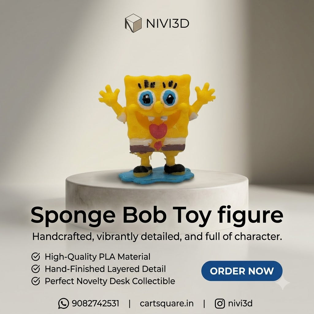 Nivi3D SpongeBob Toy Figure – Vibrant 3D Printed Desk Decor