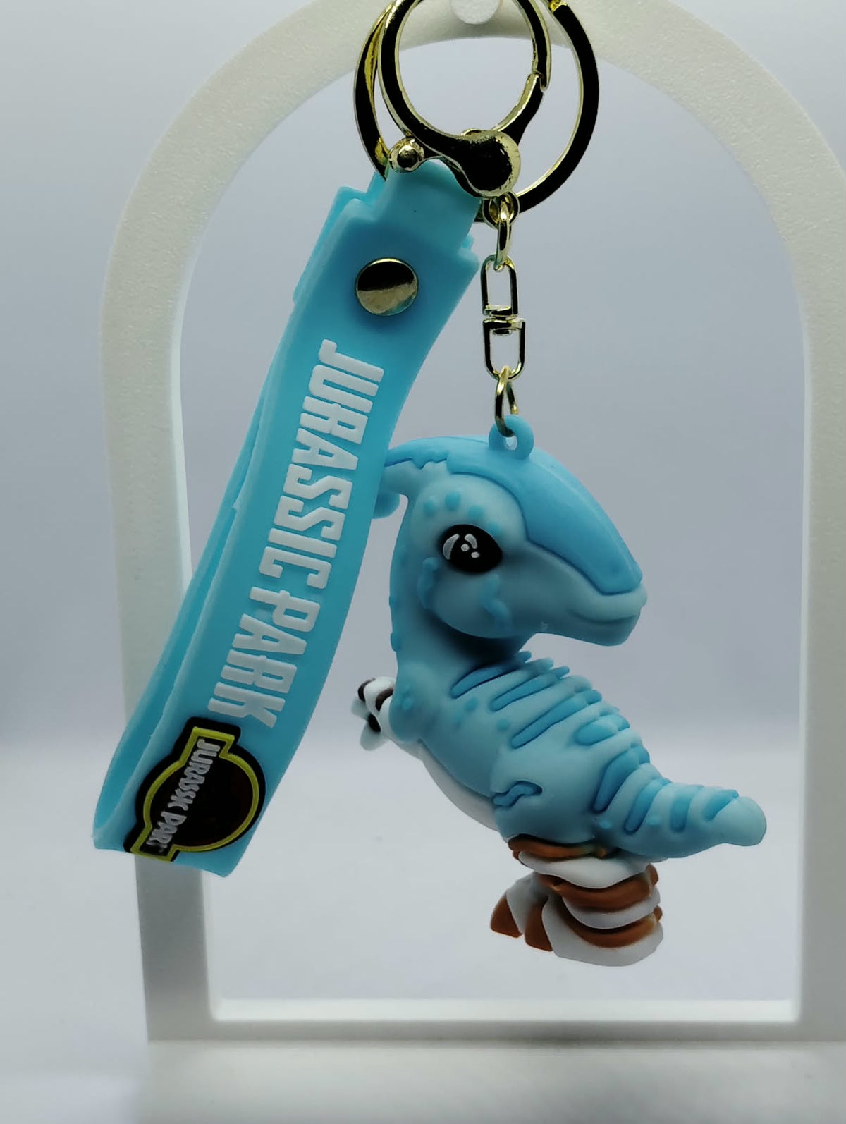 Premium 3D Jurassic Park Dinosaur Keychain with Rubber Strap