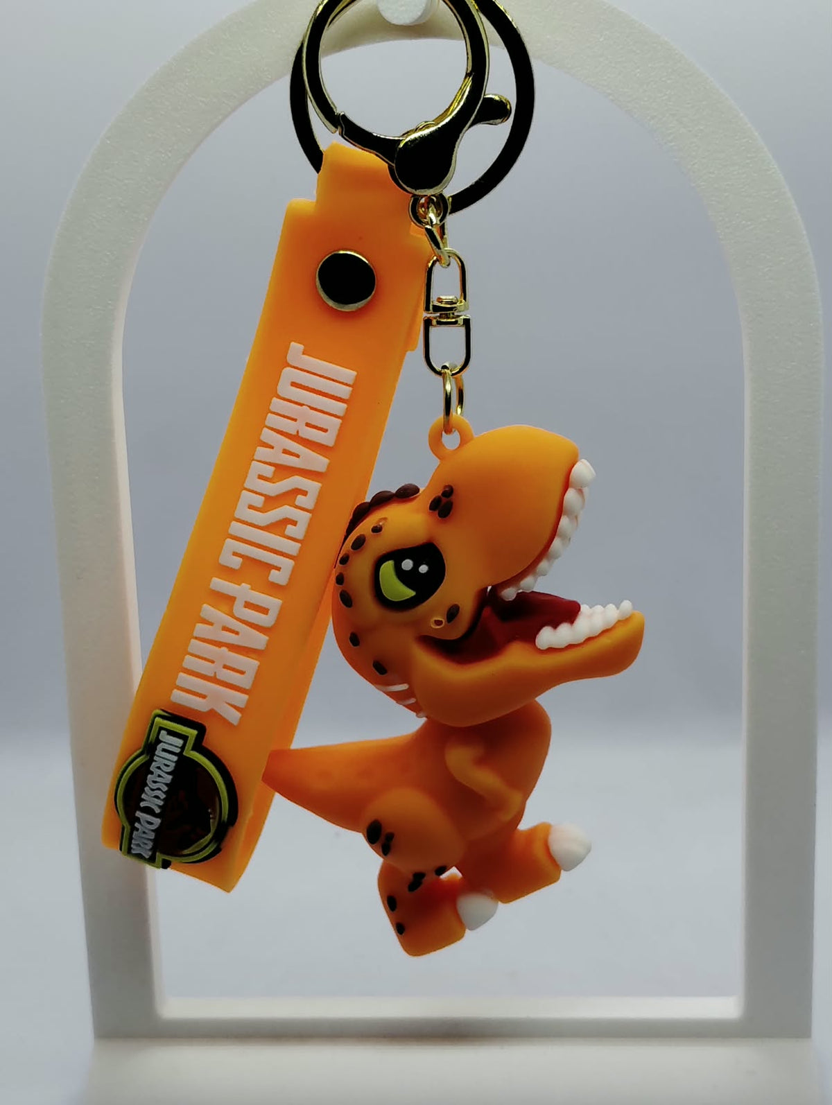 Premium 3D Jurassic Park Dinosaur Keychain with Rubber Strap