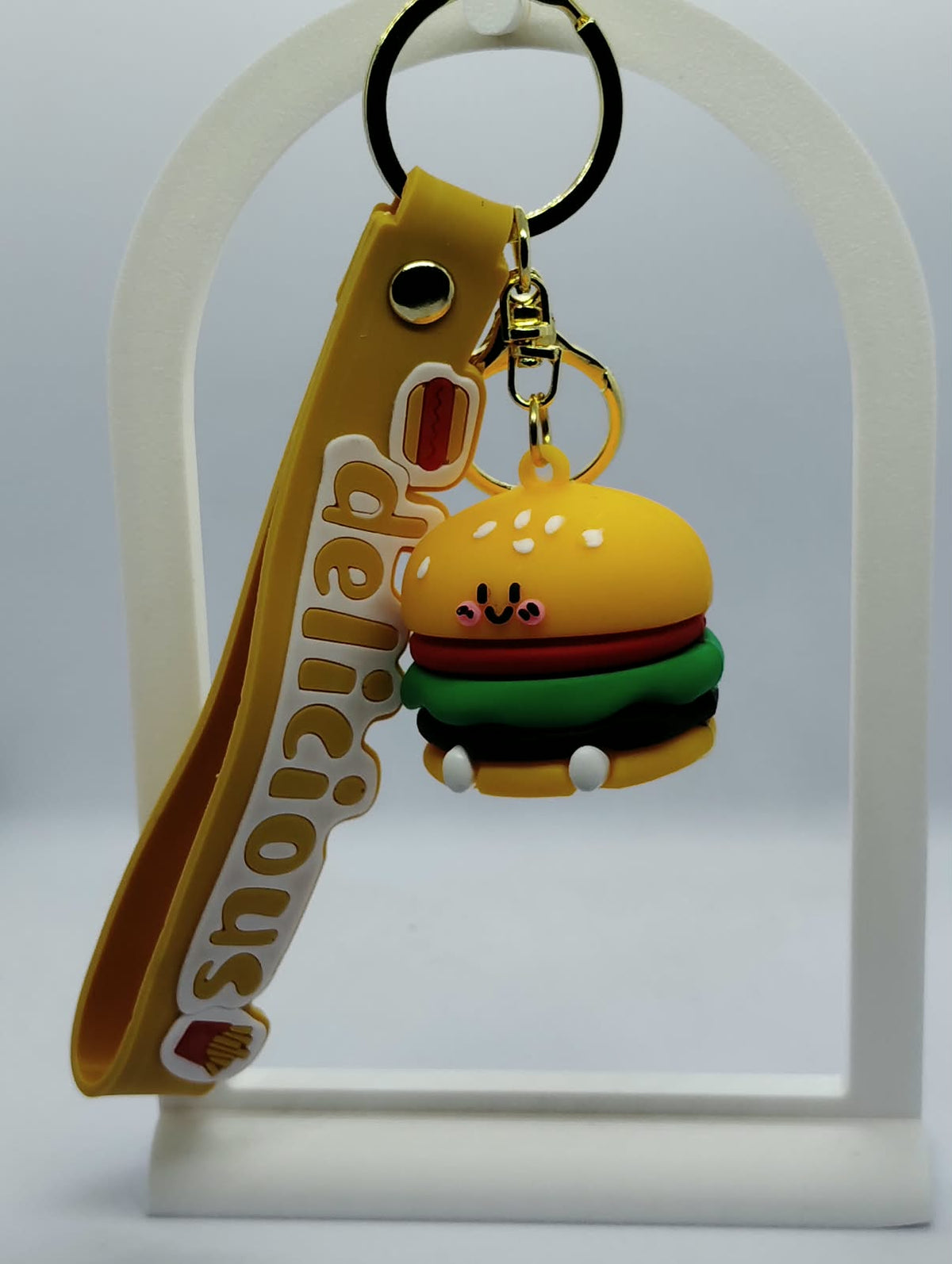 Quirky 3D Burger & Fries Bag Charms – Trendy Silicone Accessories