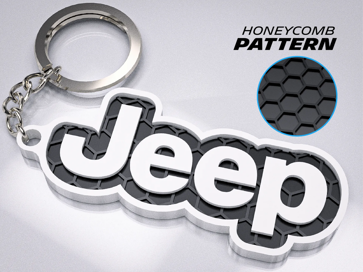 Premium Jeep Keychain – Honeycomb Pattern Edition