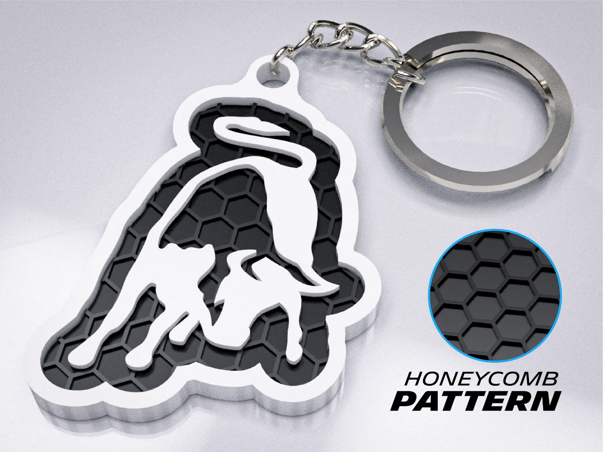 Premium Lamborghini Charging Bull Keychain – Honeycomb Pattern Edition