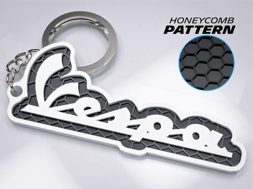 Premium Vespa 3D Script Keychain
