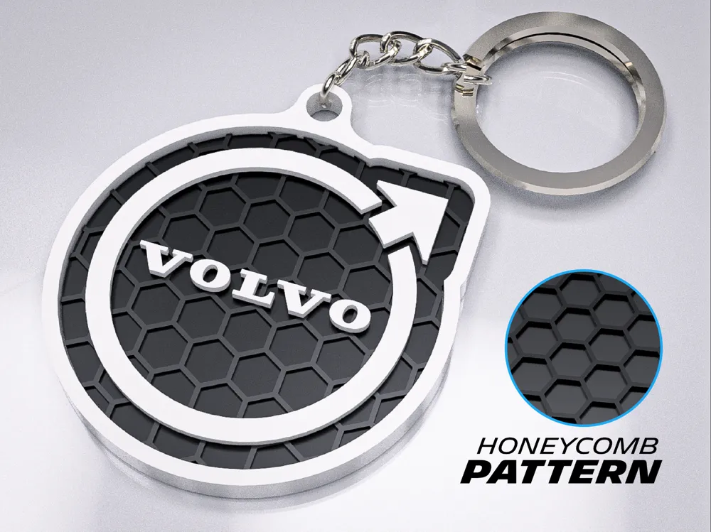 Premium Volvo Keychain – Honeycomb Pattern Edition