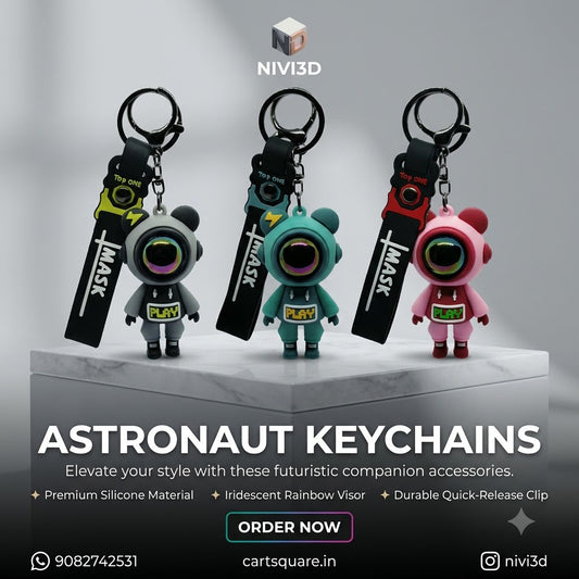 Cute 3D Astronaut Space Bear Keyring & Bag Charm
