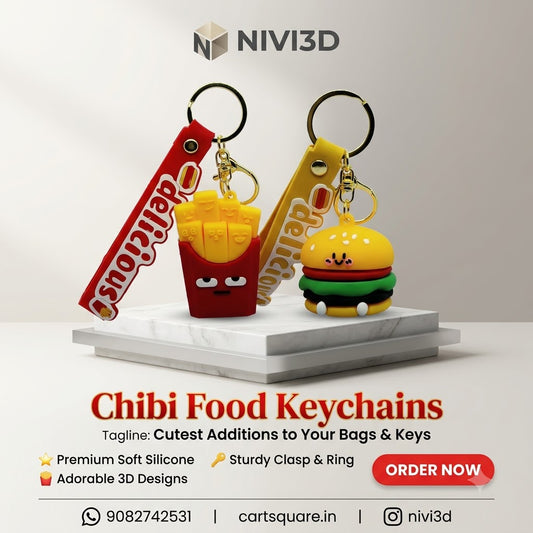 Quirky 3D Burger & Fries Bag Charms – Trendy Silicone Accessories