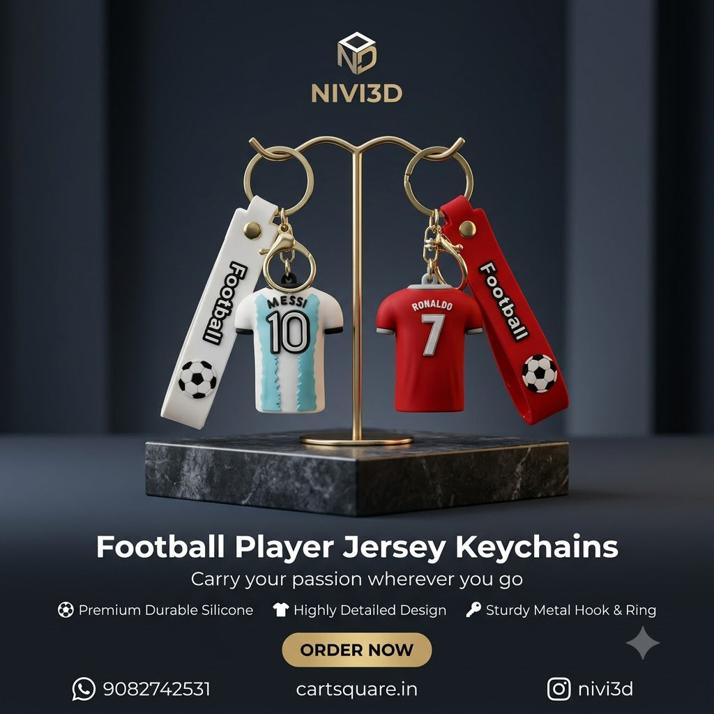 Premium 3D Football Player Jersey Keychain | Messi & Ronaldo Editions