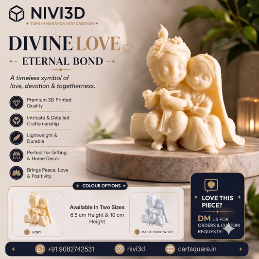 Divine Love: Eternal Bond Radha Krishna 3D Printed Idol – Premium Home Decor