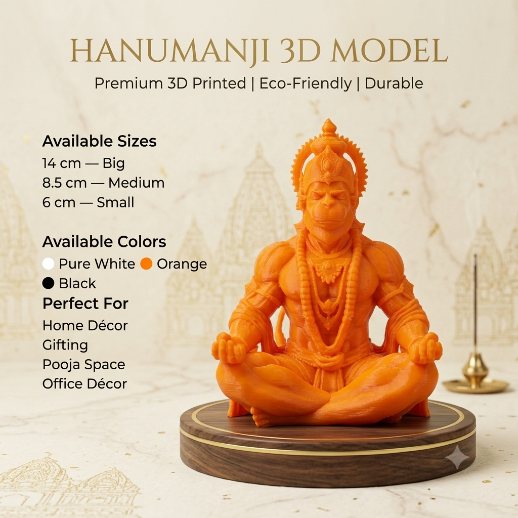 Premium 3D Printed Hanumanji Statue | Eco-Friendly Home Décor