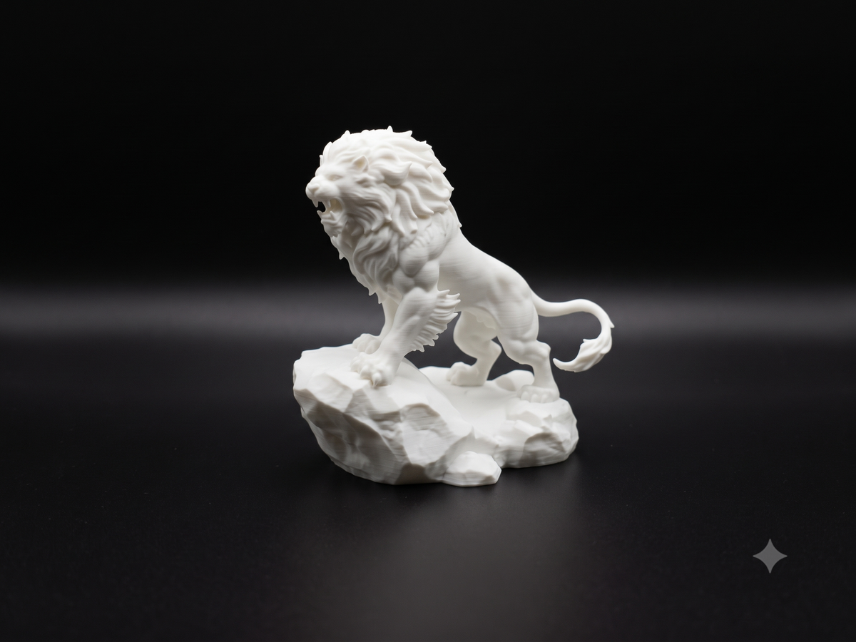 Minimalist White Roaring Lion Figurine | Premium Matte Finish Decor