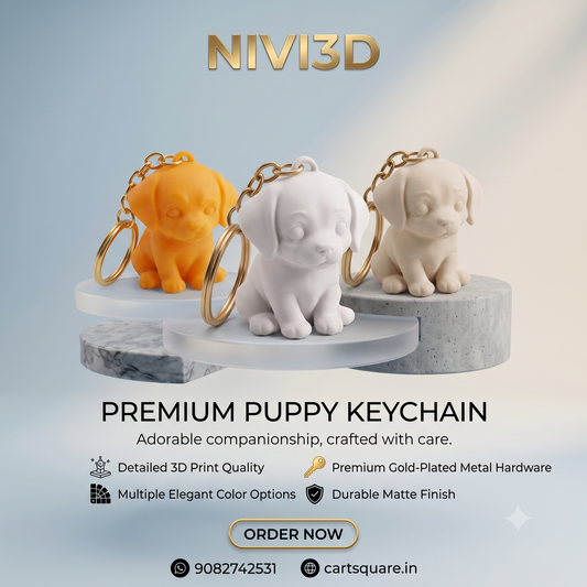 Adorable 3D Printed Puppy Keychain | Cute Dog Bag Charm