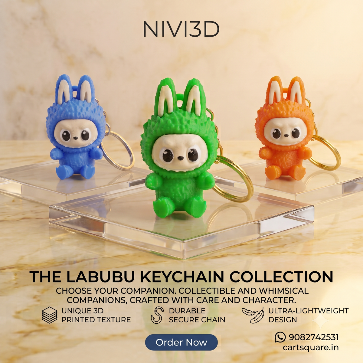 NIVI3D Labubu Keychain Collection - Collectible Bag Charm