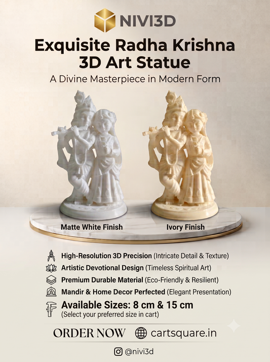Exquisite Radha Krishna 3D Art Statue | Premium Mandir & Home Decor