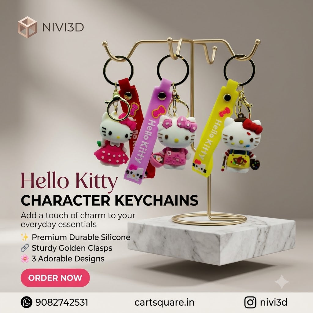 Heavy-Duty Silicone Hello Kitty Bag Charm & Key Ring