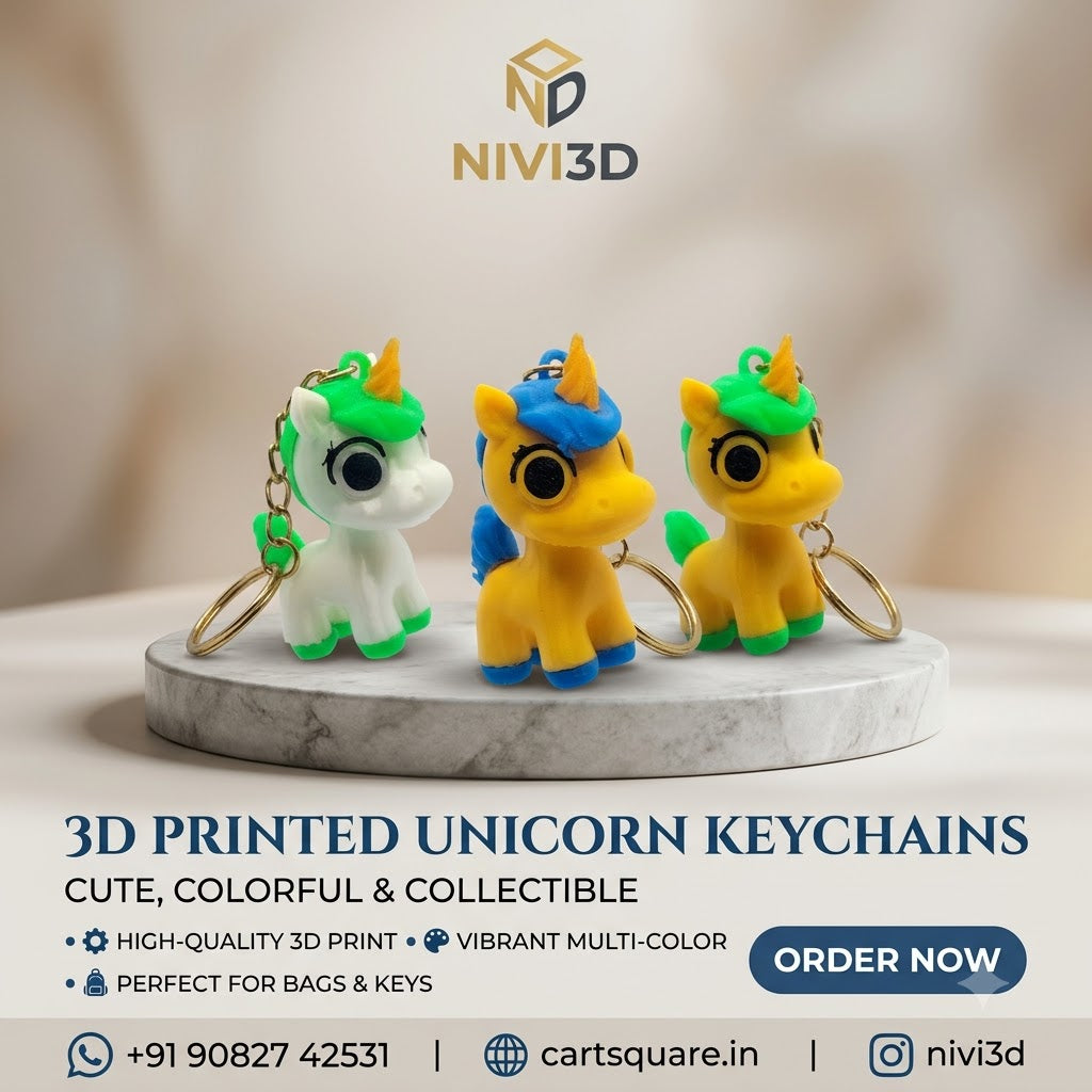 Nivi3D Unicorn Keychain – Vibrant 3D Printed Bag & Key Accessory