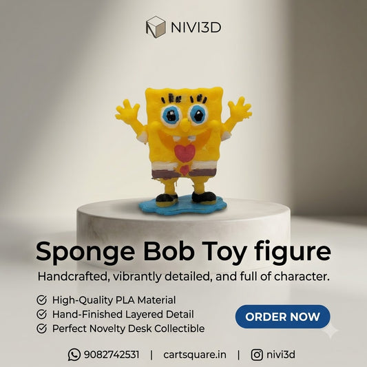 Nivi3D SpongeBob Toy Figure – Vibrant 3D Printed Desk Decor