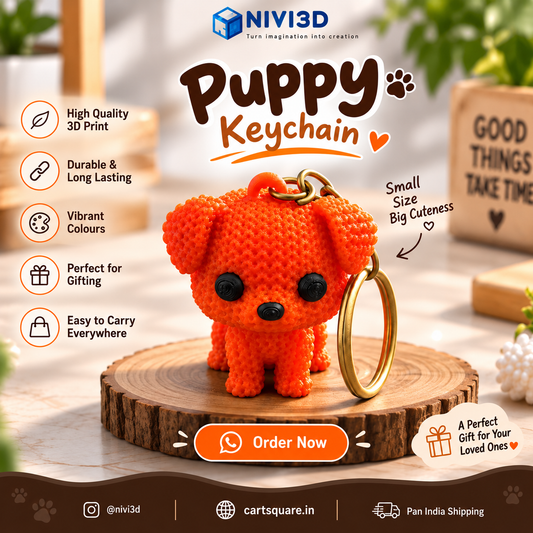 Cute 3D Puppy Keychain – Fun Keyring for Bags & Backpacks