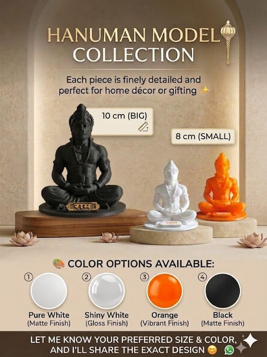 Lord Hanuman Dhyana Mudra Idol – Meditating Bajrangbali Figurine for Desk, Mandir & Car Dashboard