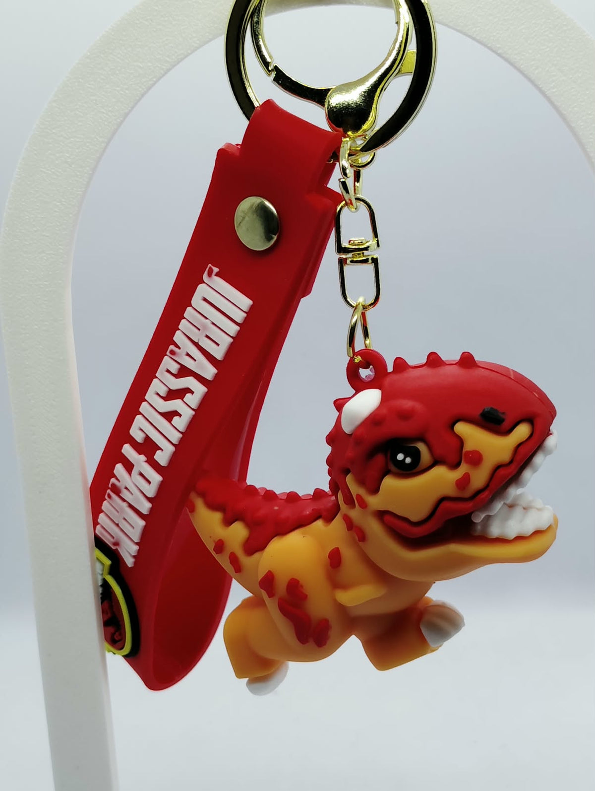 Premium 3D Jurassic Park Dinosaur Keychain with Rubber Strap
