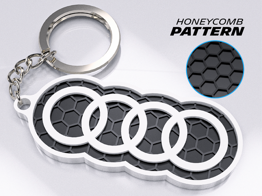 Premium Audi Rings Keychain – Honeycomb Pattern Edition
