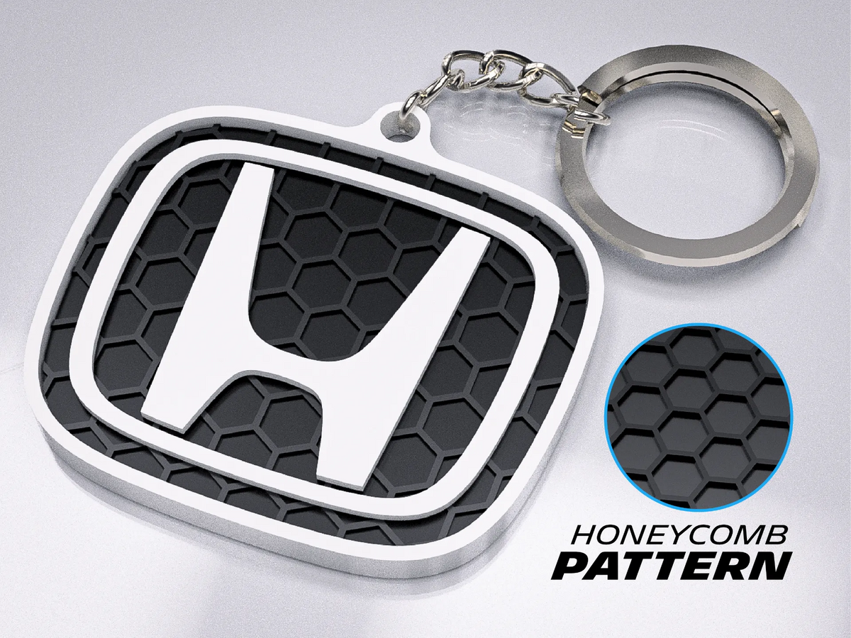 Premium Honda Keychain – Honeycomb Pattern Edition