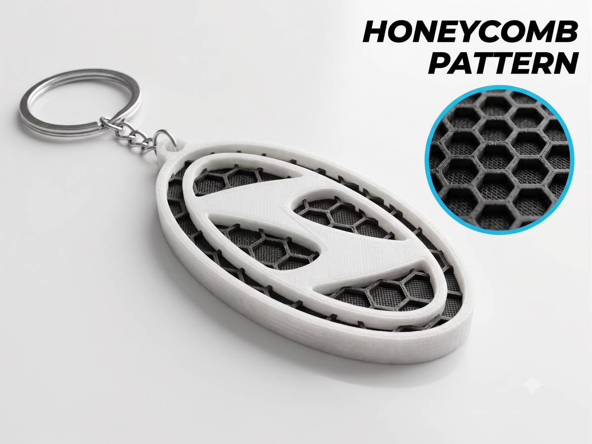 Premium Hyundai Keychain – Honeycomb Pattern Edition