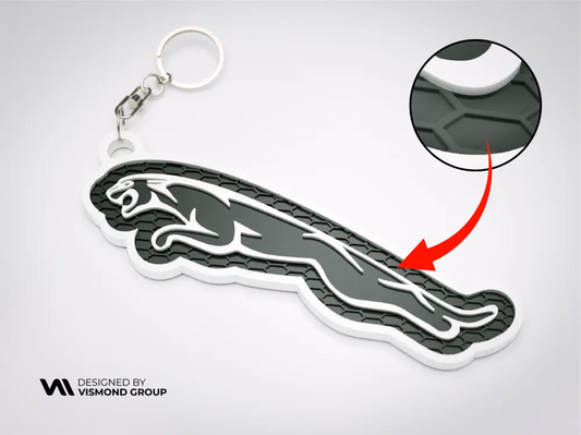 Premium Jaguar Keychain – Honeycomb Pattern Edition