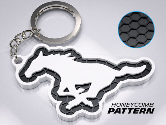 Premium Mustang Keychain – Honeycomb Pattern Edition