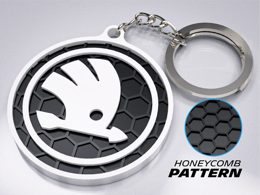 Premium Skoda Keychain – Honeycomb Pattern Edition